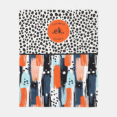 Aangepaste penseelstreek Dalmatische hond Abstract Fleece Deken (Voorkant)