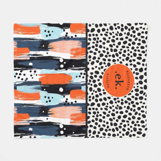 Aangepaste penseelstreek Dalmatische hond Abstract Fleece Deken (Voorkant (Horizontaal))