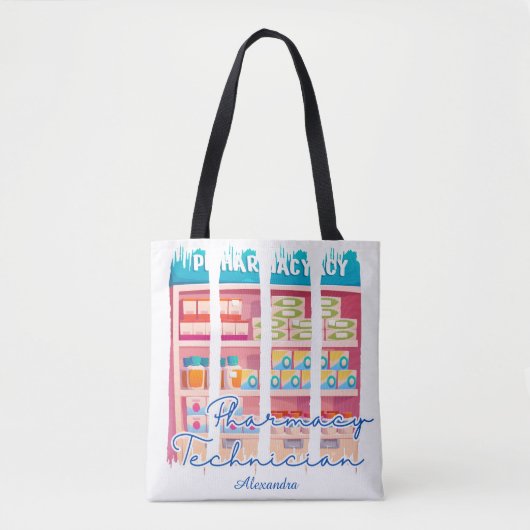 Aangepaste penseelstreken Pharmacy Technician Tote Bag (Voorkant)