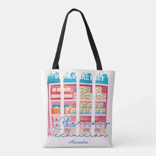 Aangepaste penseelstreken Pharmacy Technician Tote Bag (Achterkant)