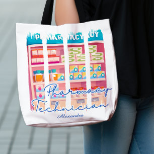 Aangepaste penseelstreken Pharmacy Technician Tote Bag