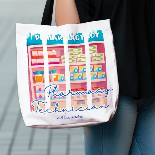 Aangepaste penseelstreken Pharmacy Technician Tote Bag