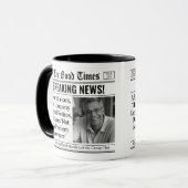 Aangepaste pensioenmok, leuk cadeau-idee krant  mok (Voorkant links)