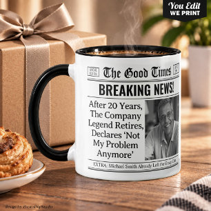 Aangepaste pensioenmok, leuk cadeau-idee krant mok