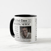 Aangepaste pensioenmok, leuk cadeau-idee krant mok (Voorkant links)