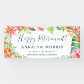 Aangepaste Pensioenpartij tropische Floral Modern Spandoek (Horizontaal)