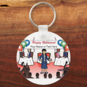 Aangepaste pensionering - Cartoon Vrouw Sleutelhanger (Voorkant)