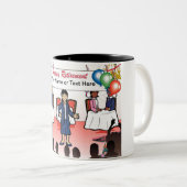 Aangepaste pensionering - Cartoon Vrouw Tweekleurige Koffiemok (Voorkant rechts)