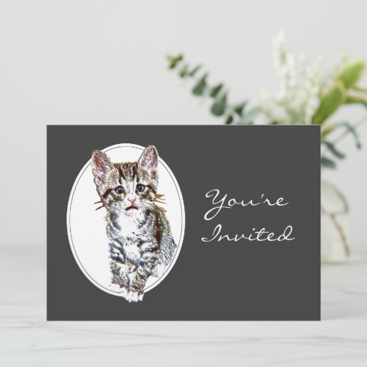 Aangepaste pensionering Nodig Sweet Little Kitty C Kaart (Staand voorkant)