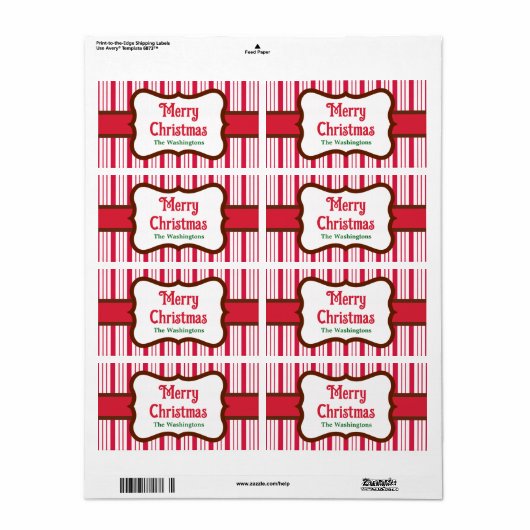 Aangepaste pepermunt Kerstmis-labels Etiket (Full Sheet)