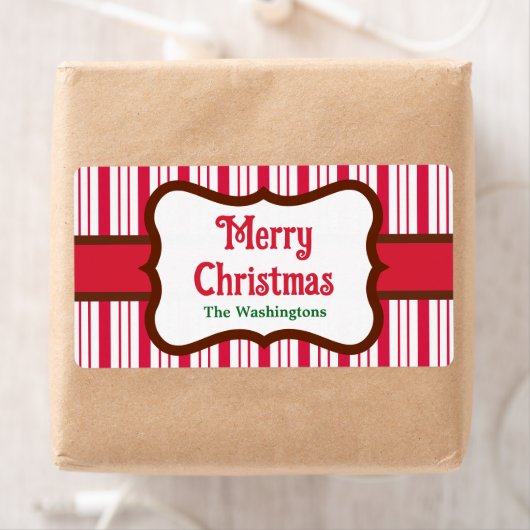 Aangepaste peppermint Merry-kerstlabels Etiket (Insitu)