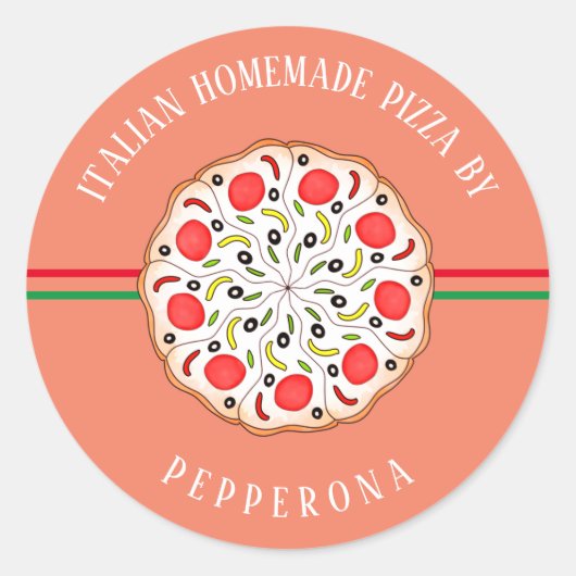 aangepaste pepperoni pizza roos thuis bedrijf wink ronde sticker (Voorkant)