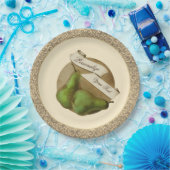 Aangepaste peren Chic Damask Fruit Elegant Papieren Bordje (Feest)