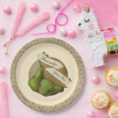 Aangepaste peren Chic Damask Fruit Elegant Papieren Bordje (Feest)