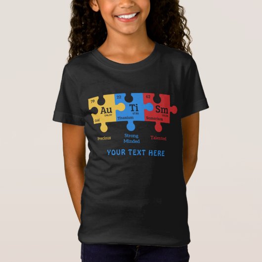 Aangepaste periodieke tabelelementen voor autisme t-shirt (Voorkant)