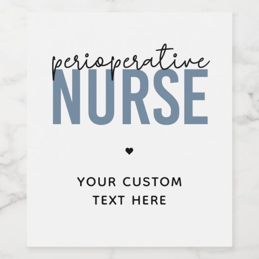Aangepaste perioperatieve zurgen RN of zurse cadea Wijn Etiket (Enkel label)