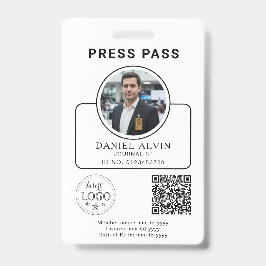 Aangepaste perskaart met uw foto-ID en QR-code Badge