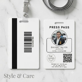Aangepaste perskaart met uw foto-ID en QR-code Badge