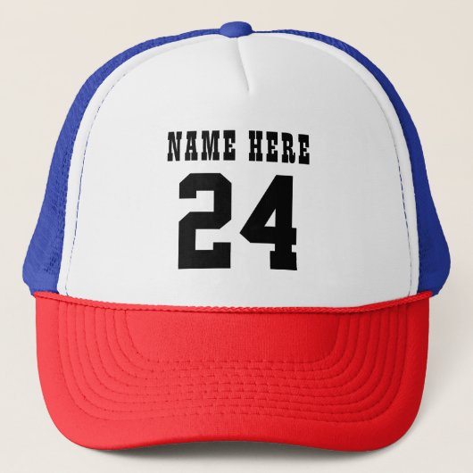 AANGEPASTE PERSONALISATIE NUMMER NAAM TYPOGRAFIE TRUCKER PET (Voorkant)