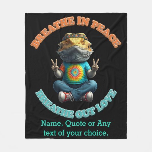 Aangepaste Personaliseer Boho Bearded Dragon Hippi Fleece Deken (Voorkant)