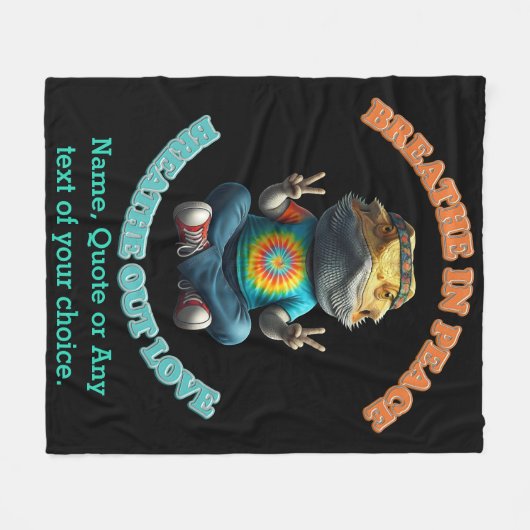 Aangepaste Personaliseer Boho Bearded Dragon Hippi Fleece Deken (Voorkant (Horizontaal))