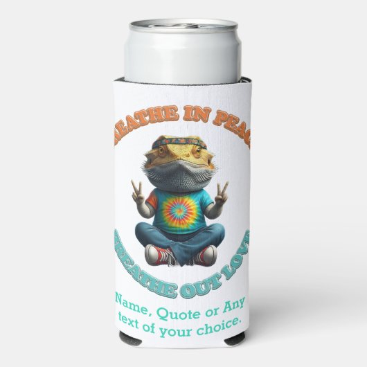 Aangepaste Personaliseer Boho Bearded Dragon Hippi Seltzer Blikjeskoeler (Seltzer Achterkant)