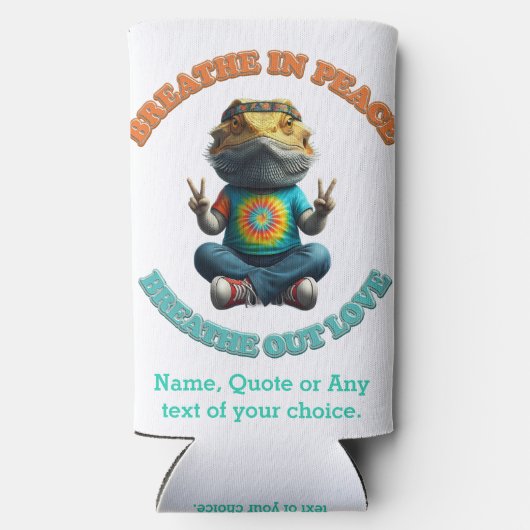 Aangepaste Personaliseer Boho Bearded Dragon Hippi Seltzer Blikjeskoeler (Achterkant)