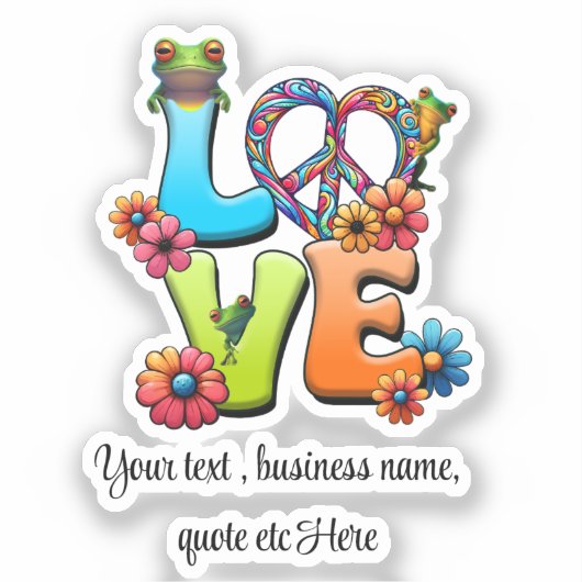 Aangepaste Personaliseer Boho Kikker Peace Groovy Sticker (Voorkant)