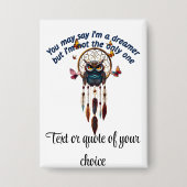 Aangepaste Personaliseer Boho Uil Mooie Hippie Button (Voorkant)