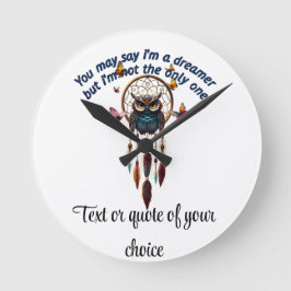 Aangepaste Personaliseer Boho Uil Mooie Hippie Ronde Klok