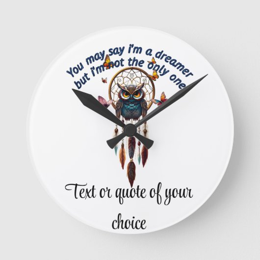 Aangepaste Personaliseer Boho Uil Mooie Hippie Ronde Klok (Voorkant)