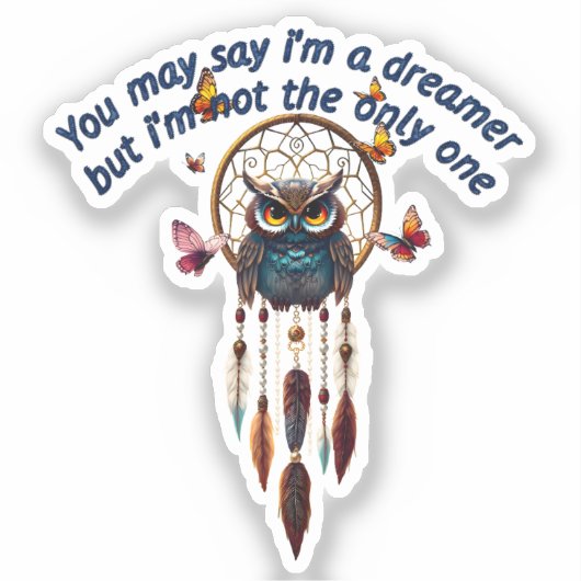 Aangepaste Personaliseer Boho Uil Mooie Hippie Sticker (Voorkant)