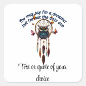 Aangepaste Personaliseer Boho Uil Mooie Hippie Vierkante Sticker (Voorkant)