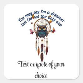 Aangepaste Personaliseer Boho Uil Mooie Hippie Vierkante Sticker