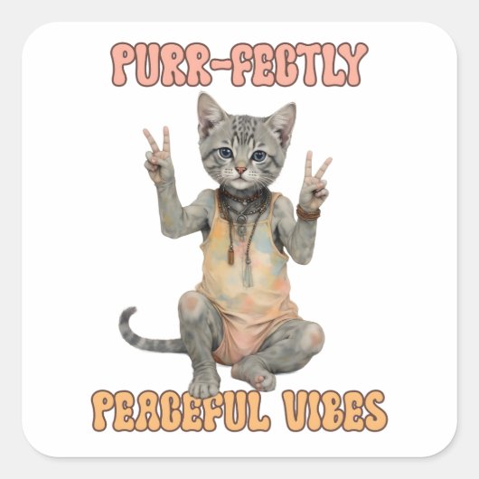 Aangepaste Personaliseer Boho Uil Mooie Hippie Vierkante Sticker (Voorkant)