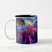 Aangepaste Personaliseer moderne eenvoudige sjablo Tweekleurige Koffiemok (Links)