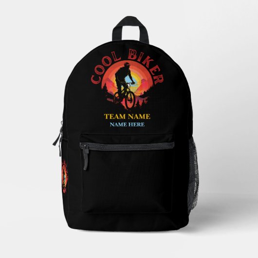 Aangepaste Personaliseer Naam Cool Biker Biking Te Bedrukte Rugzak (Voorkant)