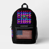 AANGEPASTE PERSONALISEREN COMPUTER GAMER SPORT VIN BEDRUKTE RUGZAK (Voorkant)