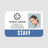 Aangepaste Personeel ID Logo Foto Logo Blauw Magne Naamplaatje (Voorkant)