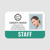 Aangepaste Personeel ID Logo Foto Logo Groen Magne Naamplaatje (Voorkant)