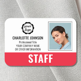 Aangepaste Personeel ID Logo Foto Logo Rood Magnet Naamplaatje