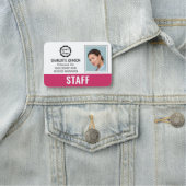 Aangepaste Personeel ID Logo Foto Logo Roze Magnet Naamplaatje (In situ)