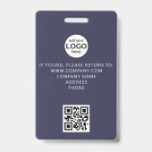 Aangepaste personeels QR-code evenement Blauwe Bad Badge (Achterkant)