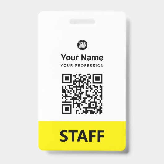 Aangepaste personeels QR-code, streepjescode, logo Badge (Voorzijde)