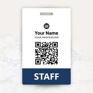 Aangepaste personeels QR-code, streepjescode, logo Badge