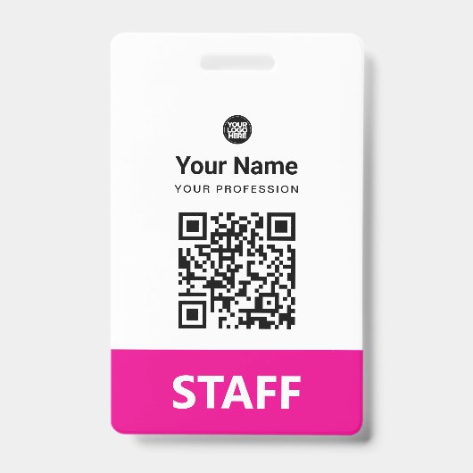 Aangepaste personeels QR-code, streepjescode, logo Badge (Voorzijde)