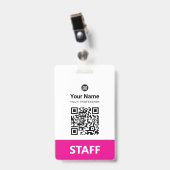 Aangepaste personeels QR-code, streepjescode, logo Badge (Voorzijde met clip)