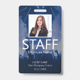 Aangepaste personeelsbarcode evenement blauwe badg badge