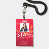 Aangepaste personeelsbarcode-evenement Rode Badge (Voorzijde met lanyard)
