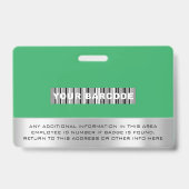 Aangepaste personeelsbarcode logo naam scanner gro badge (Achterkant)